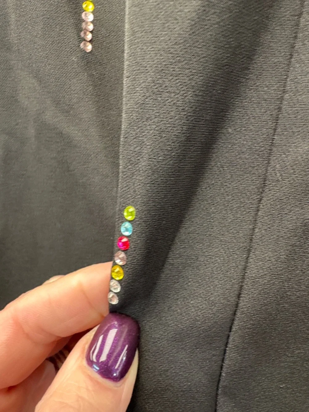 Black‎ Embroidered Notch Lapel Blazer with Multicolor Accents